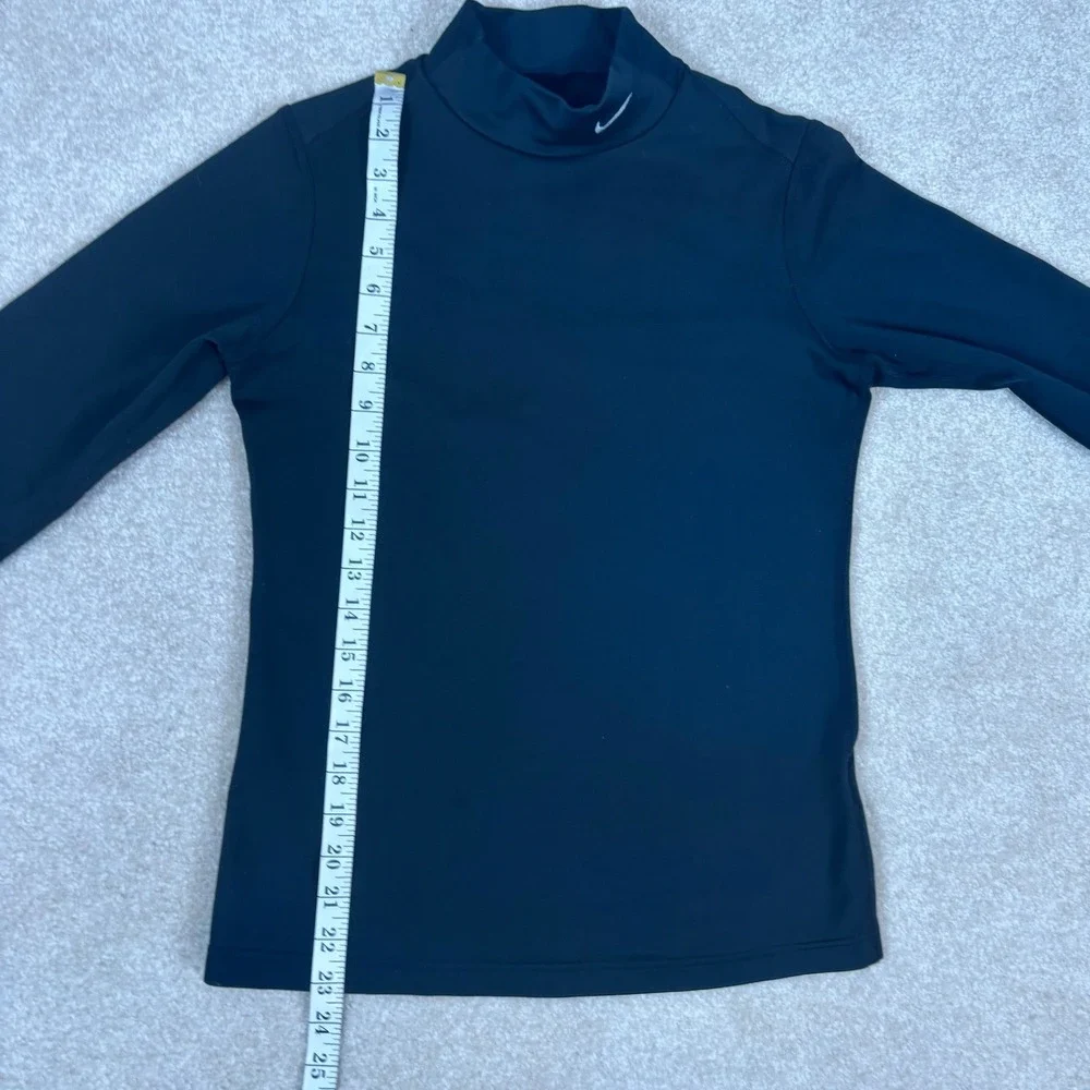 Nike Kids NikeFIT DRY Mock Neck Long Sleeve Compression Shirt Black Size M 8-10